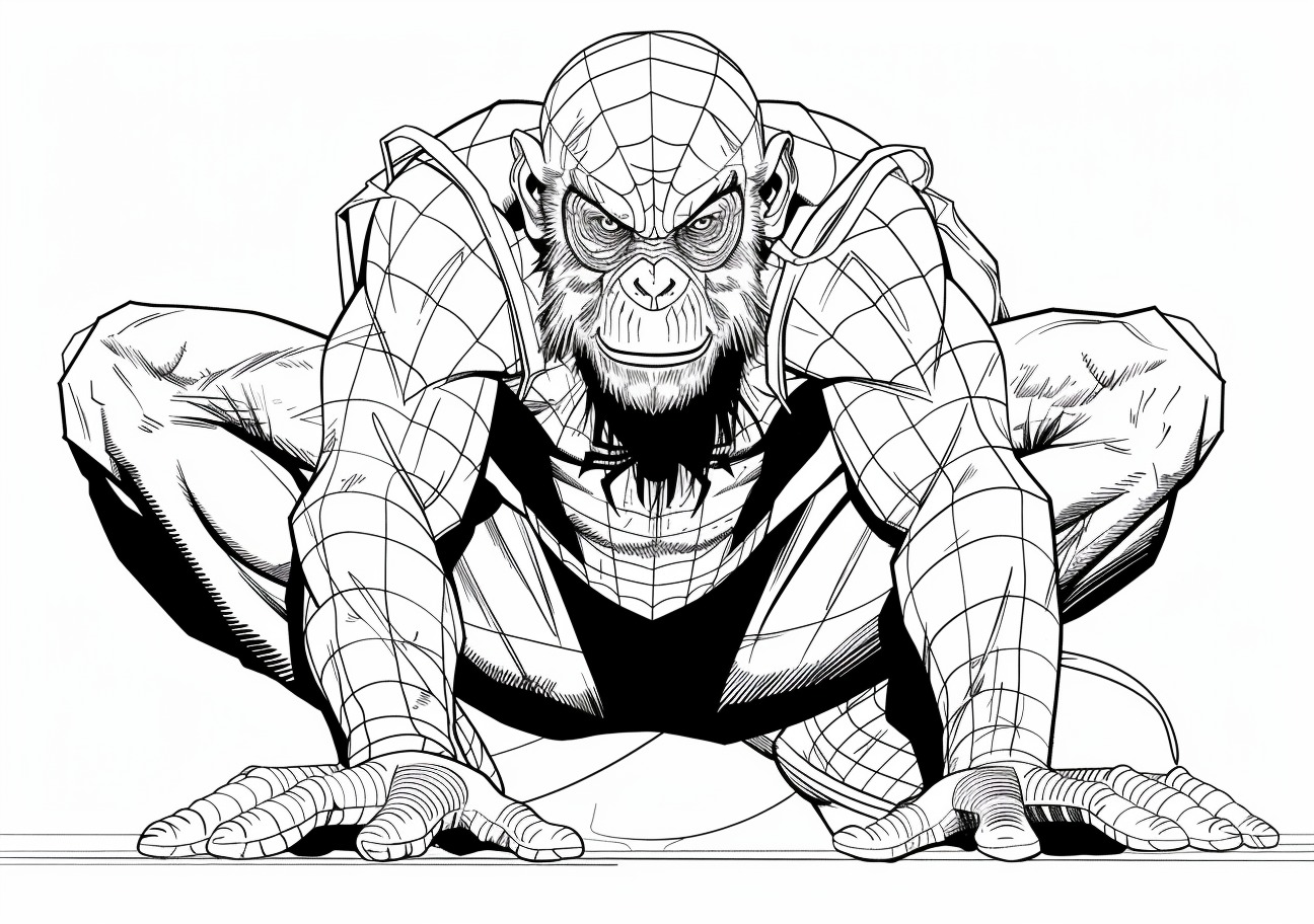 Chimpanzee Coloring Pages, Spider Chimpanzee