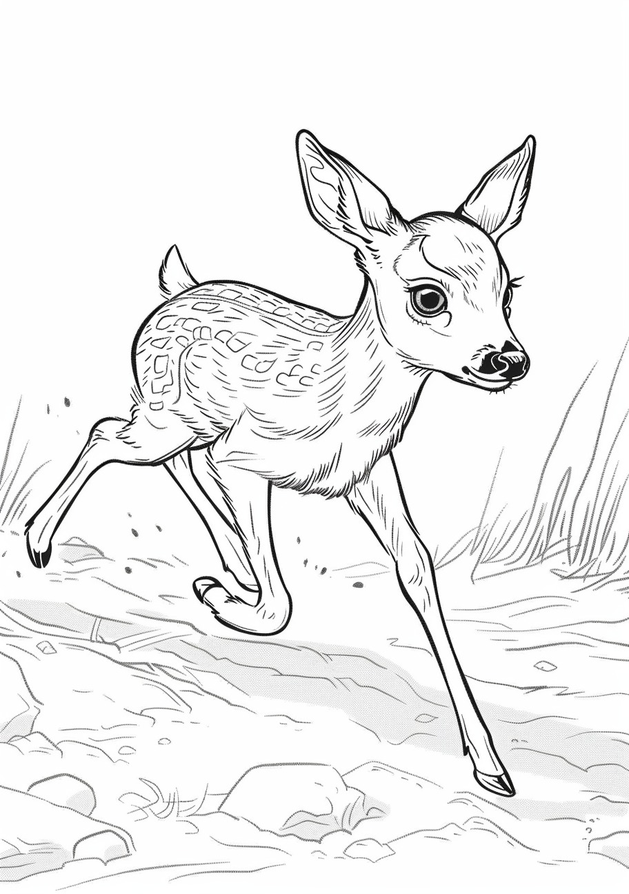 Baby Deer Coloring Pages, Baby Deer running