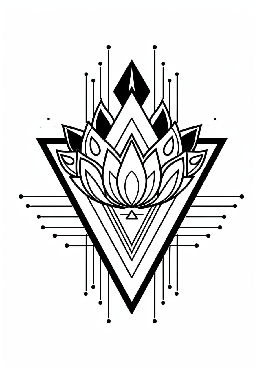 Geometric Mandala Coloring Pages, Lotus inside geometry