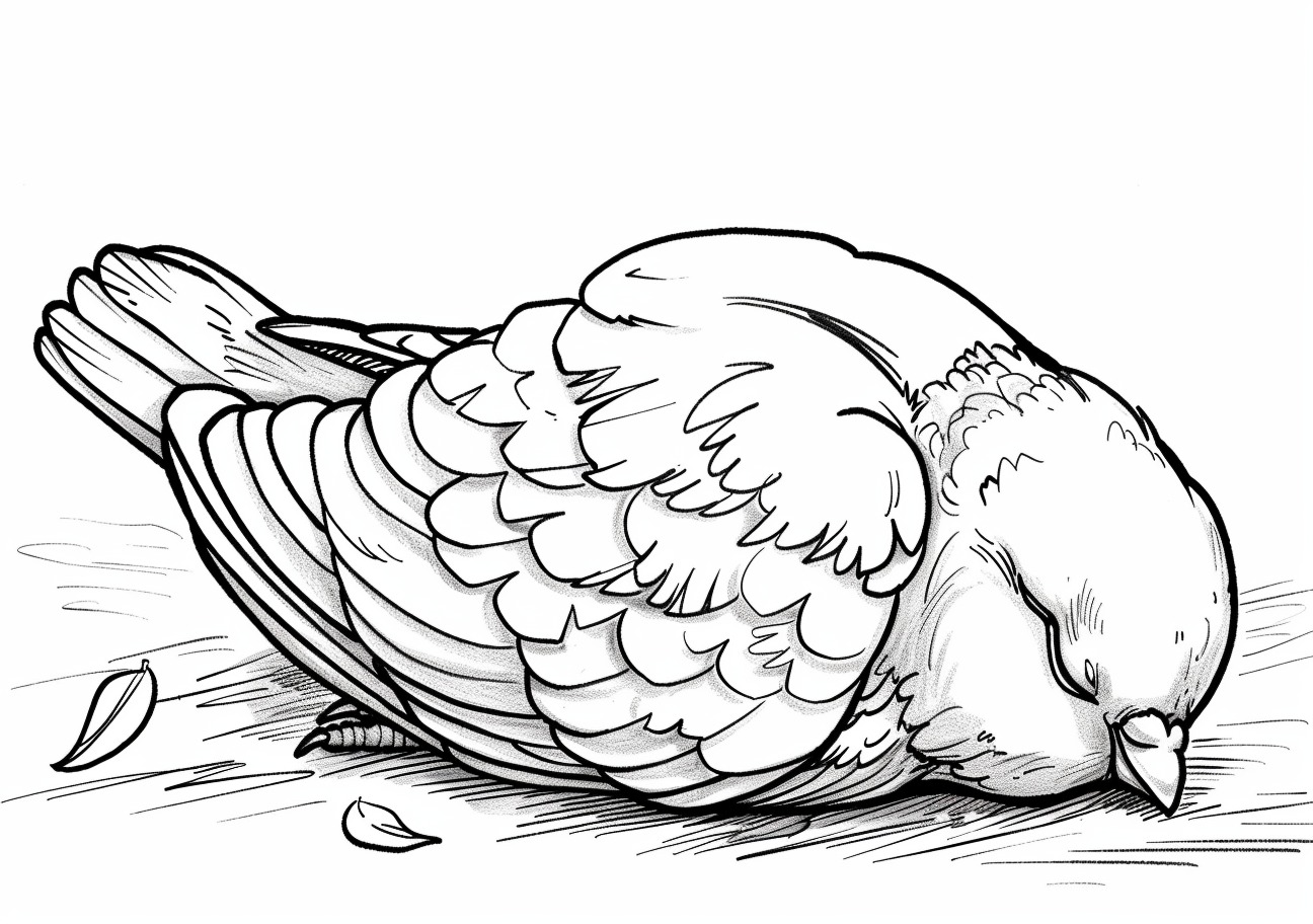 Pigeon Coloring Pages, Sleeping cartoon pigeon