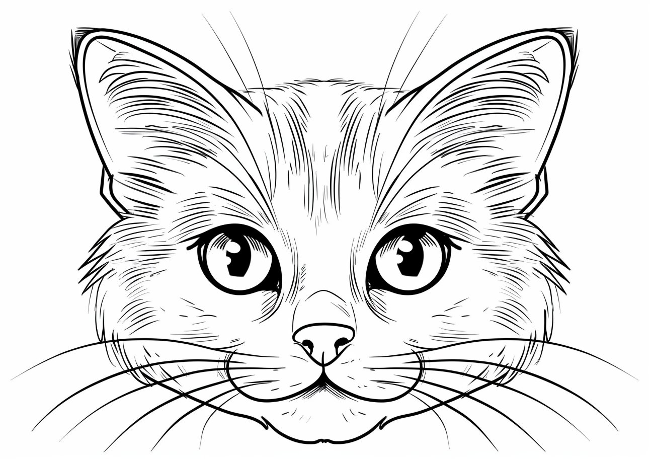 Cat face Coloring Pages, realistic cat face