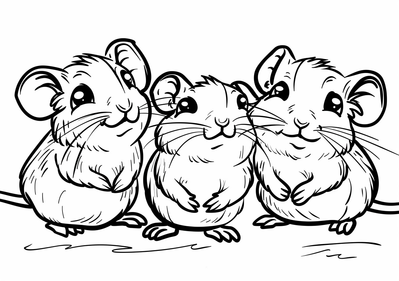 Mice Coloring Pages, Three cartoon mice