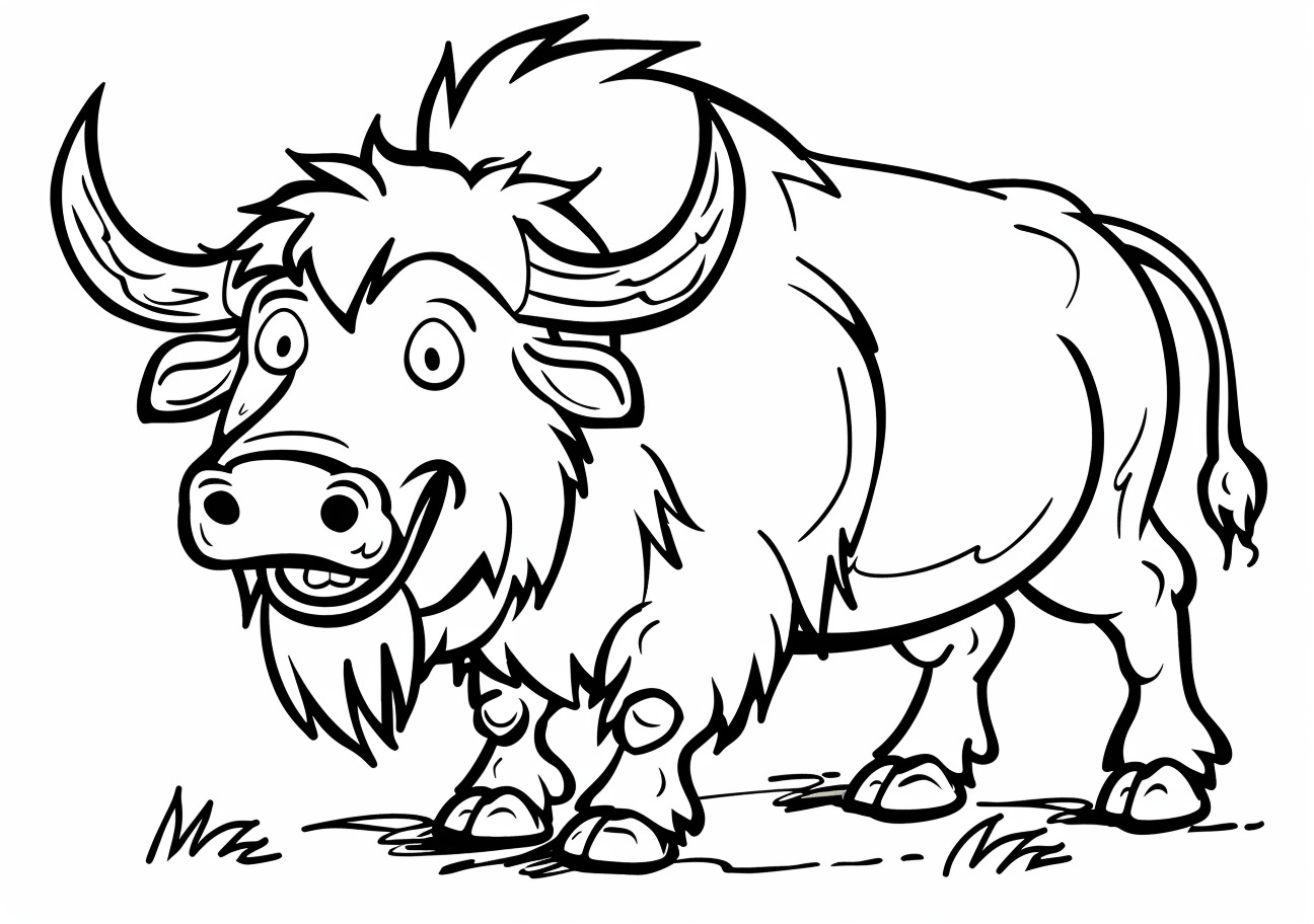 Buffalo Coloring Pages, Cartoon happy buffalo