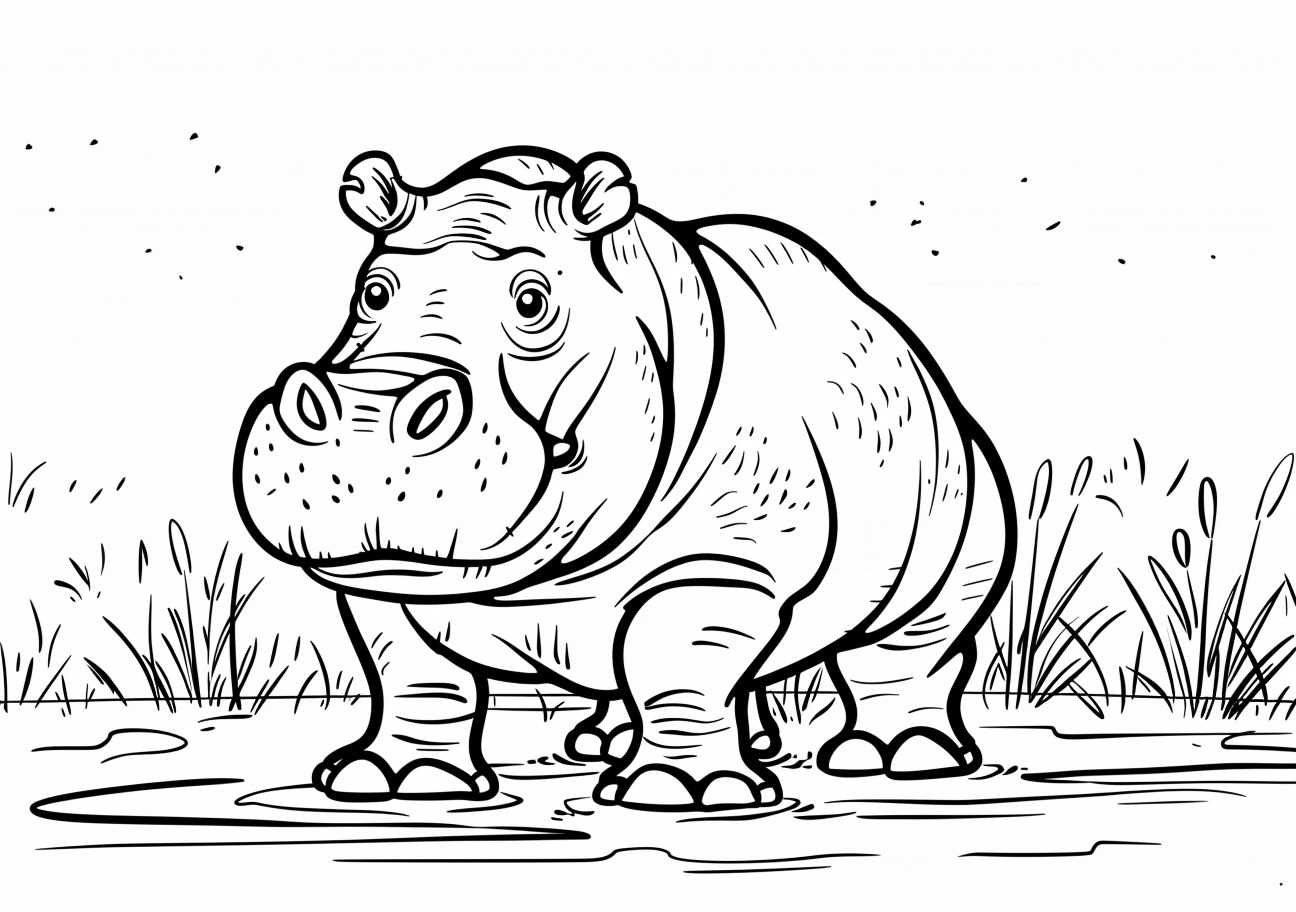 Hippo Coloring Pages, Cartoon child Hippo