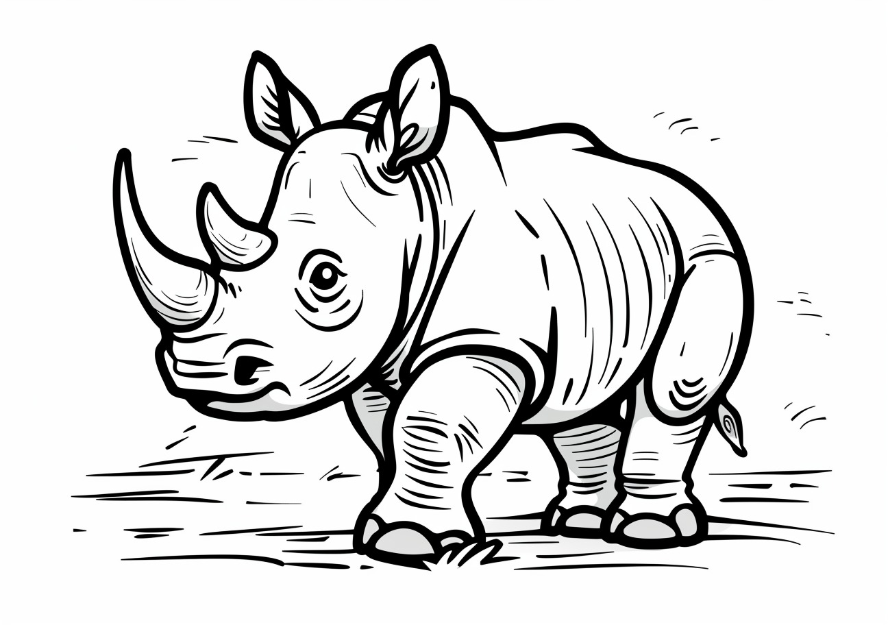 Rhino Coloring Pages, Cartoon child Rhino