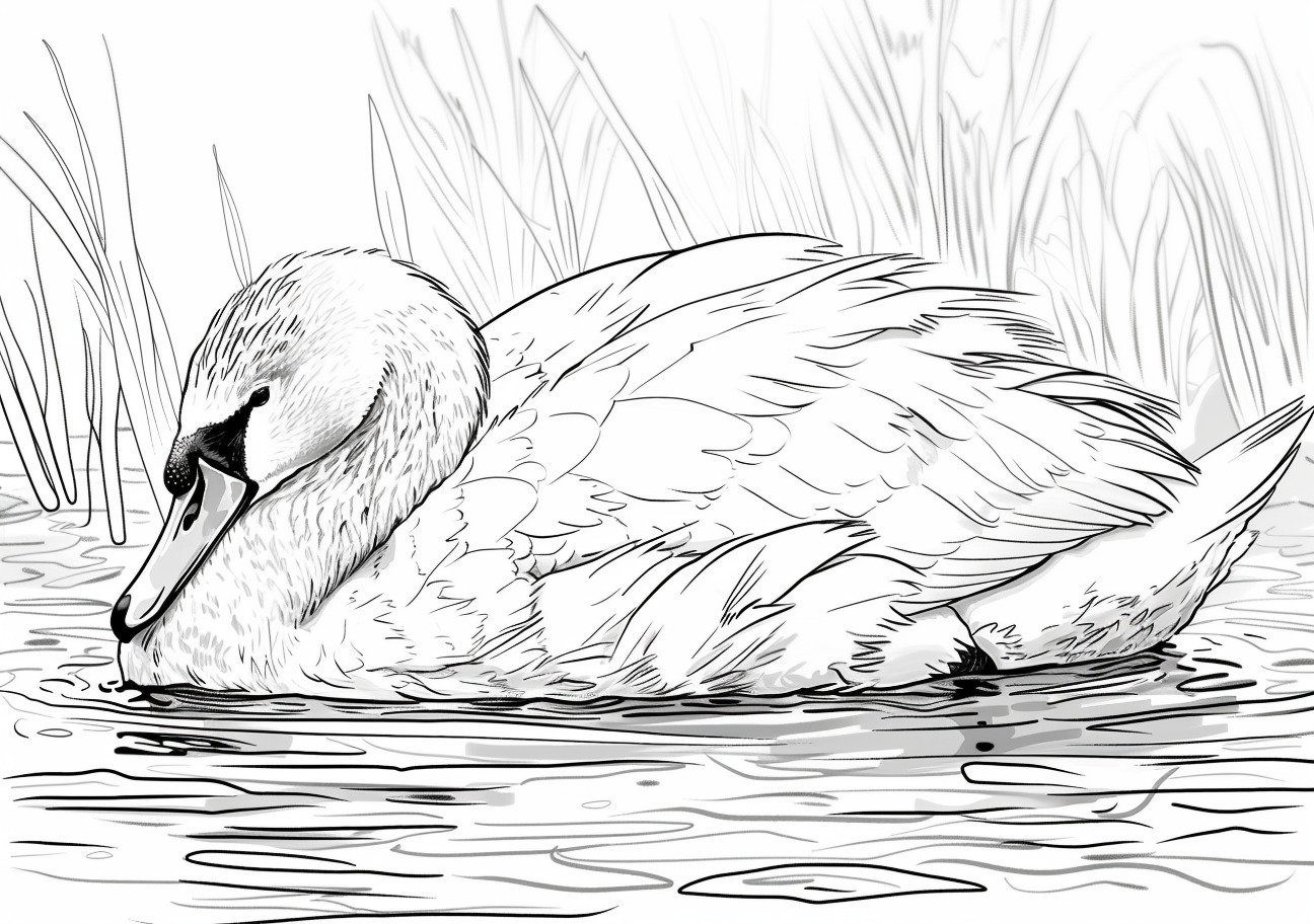 Swan Coloring Pages, Swan sleep