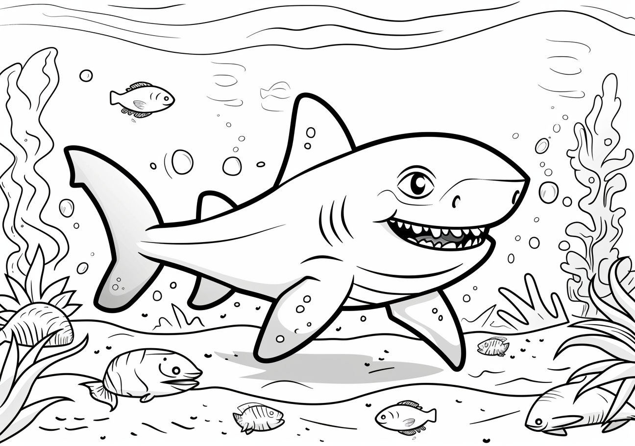 Sea animals Coloring Pages, Cartoon shark