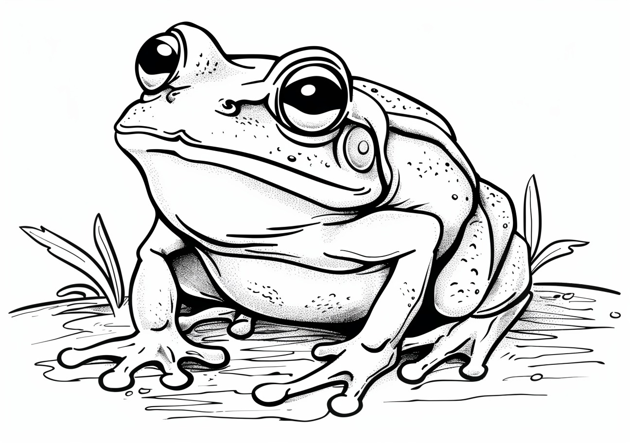 Reptiles and Amphibians Coloring Pages, Cartoon frog