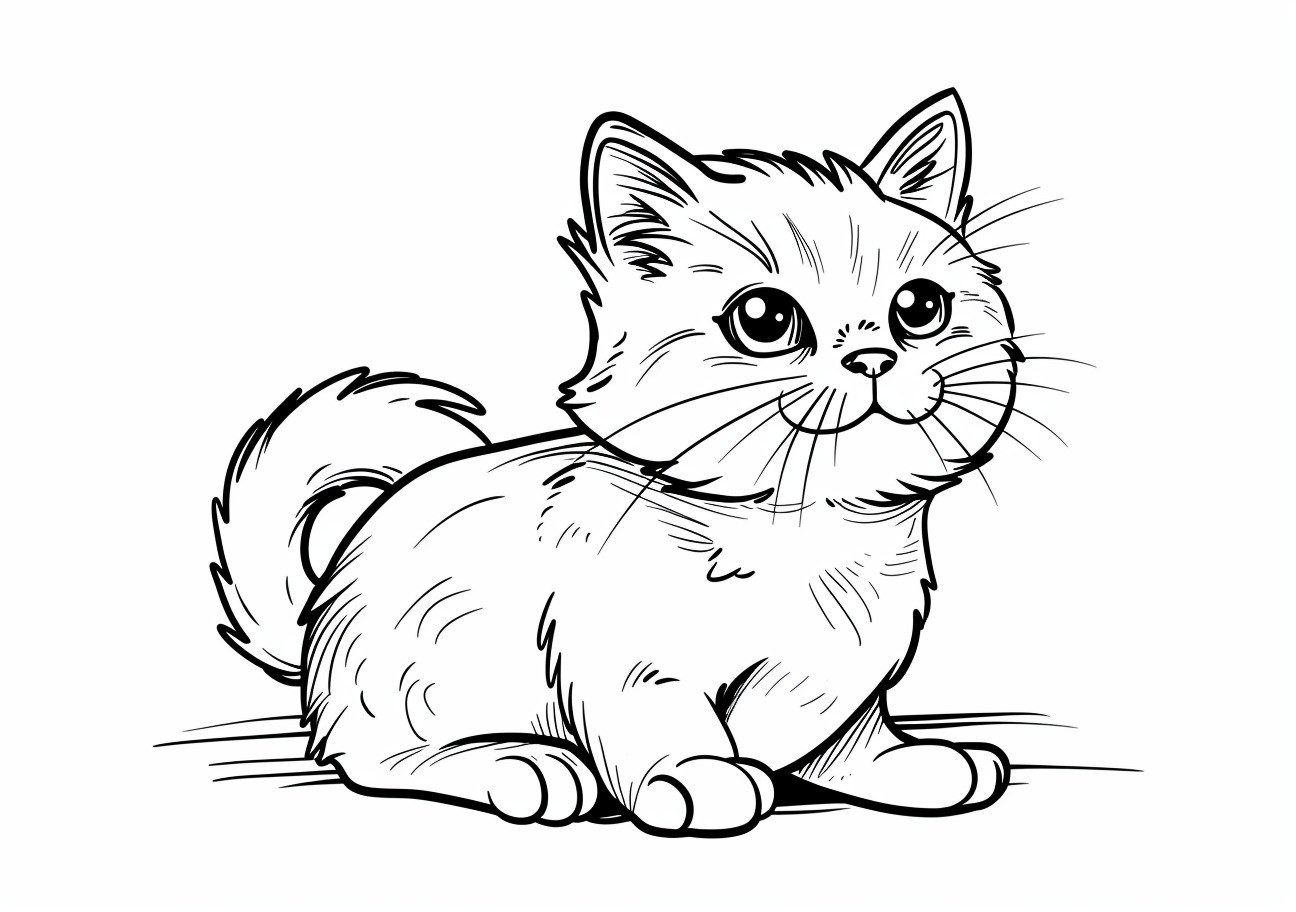 Pet Coloring Pages, Cute pet cat