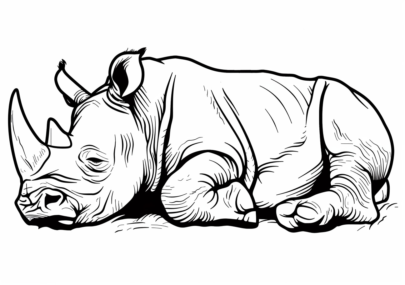 Rhino Coloring Pages, Sleeping Rhino