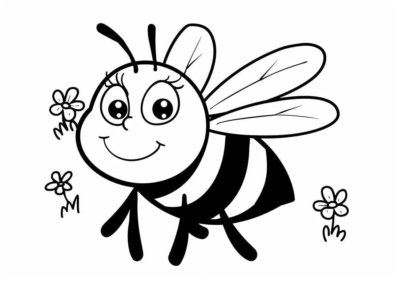 Bees Coloring Pages, Cartoon bee