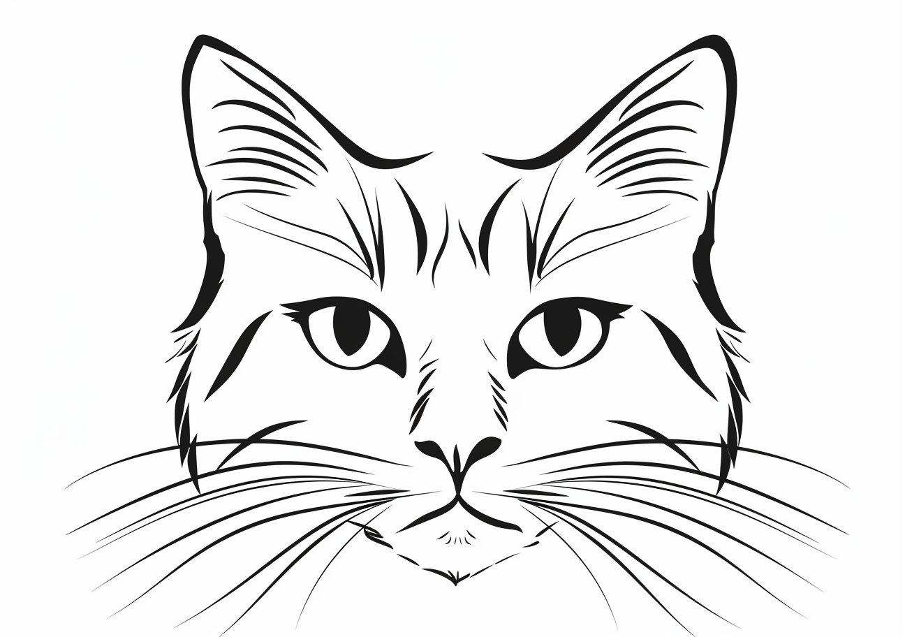 Cat face Coloring Pages, Face of old cat