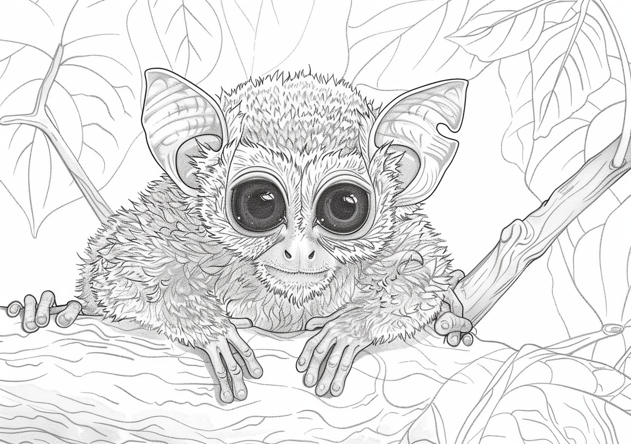 Primates Coloring Pages, Very cute tarsier