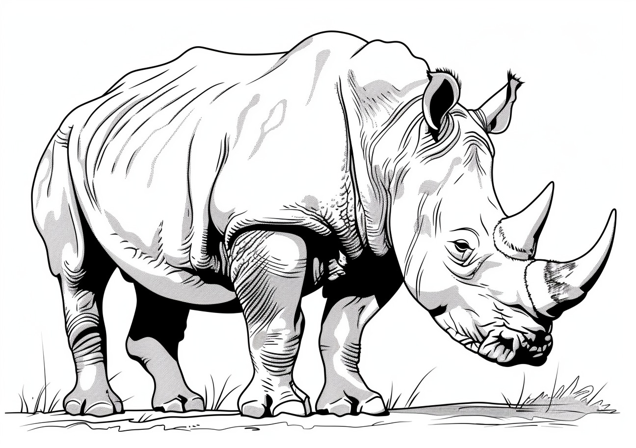 Rhino Coloring Pages, Realistic Rhino