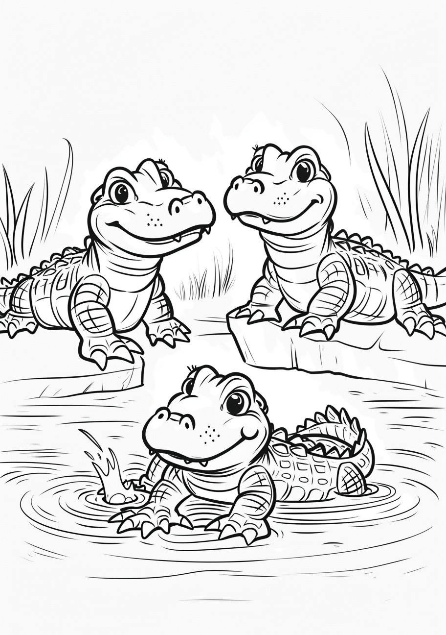 Alligators Coloring Pages, Cute aligators