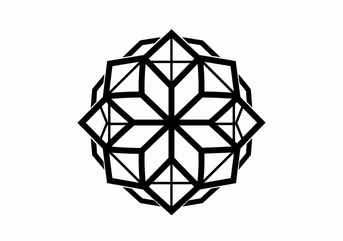 Geometric Mandala Coloring Pages, Cube mandala coloring page