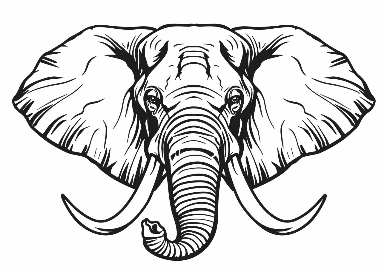 Elephant Coloring Pages, Face of elephant