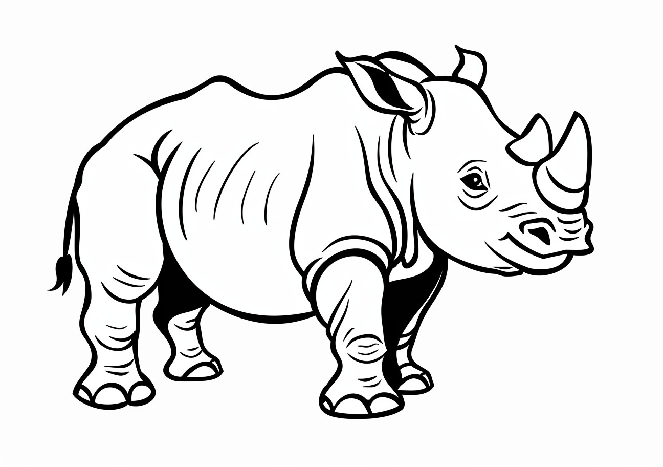 Rhino Coloring Pages, Smiling Rhino