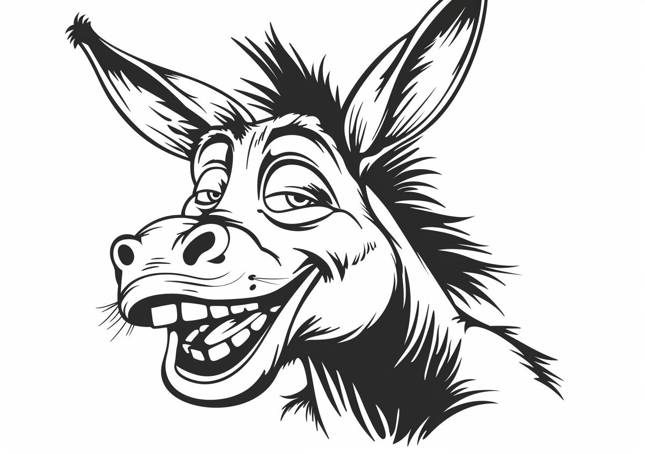 Donkey Coloring Pages, Cartoon donkey have funny smile