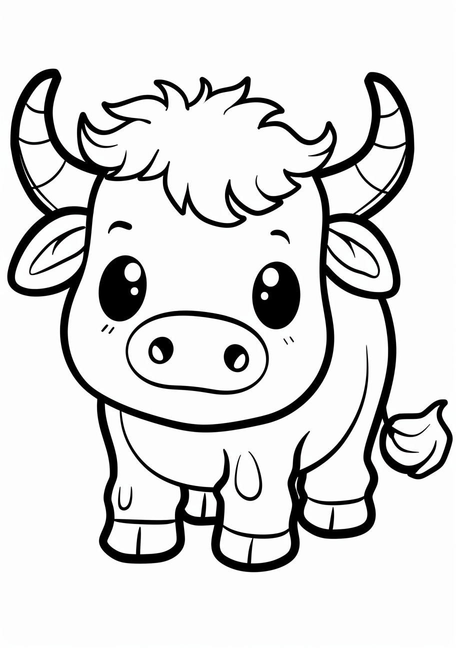 Bull Coloring Pages, Kawaii bull