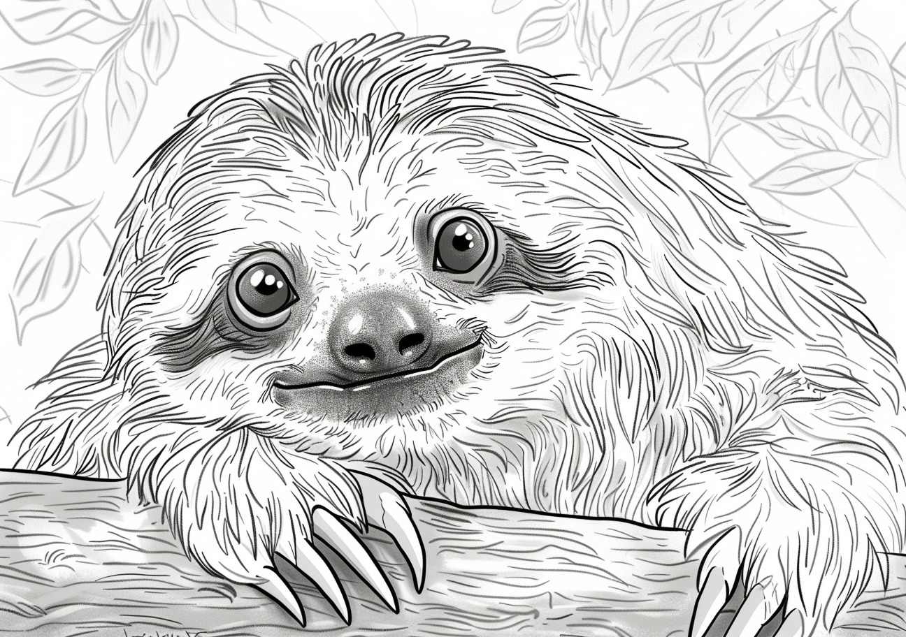 Sloth Coloring Pages, Realistic Sloth