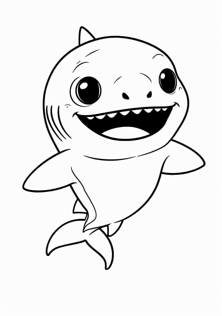 Baby shark Coloring Pages, Kawaii baby shark