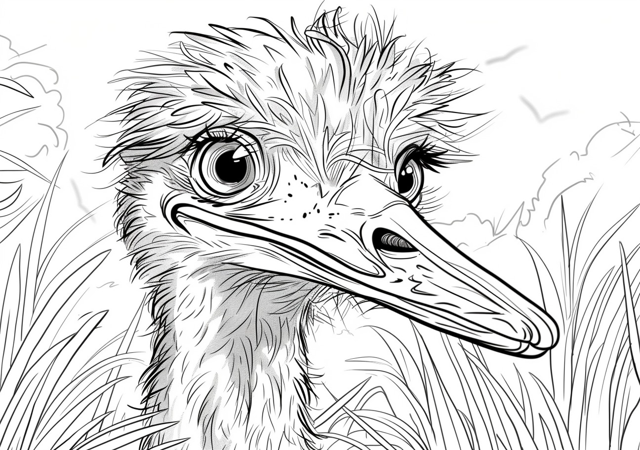 Ostrich Coloring Pages, Smiling ostrich