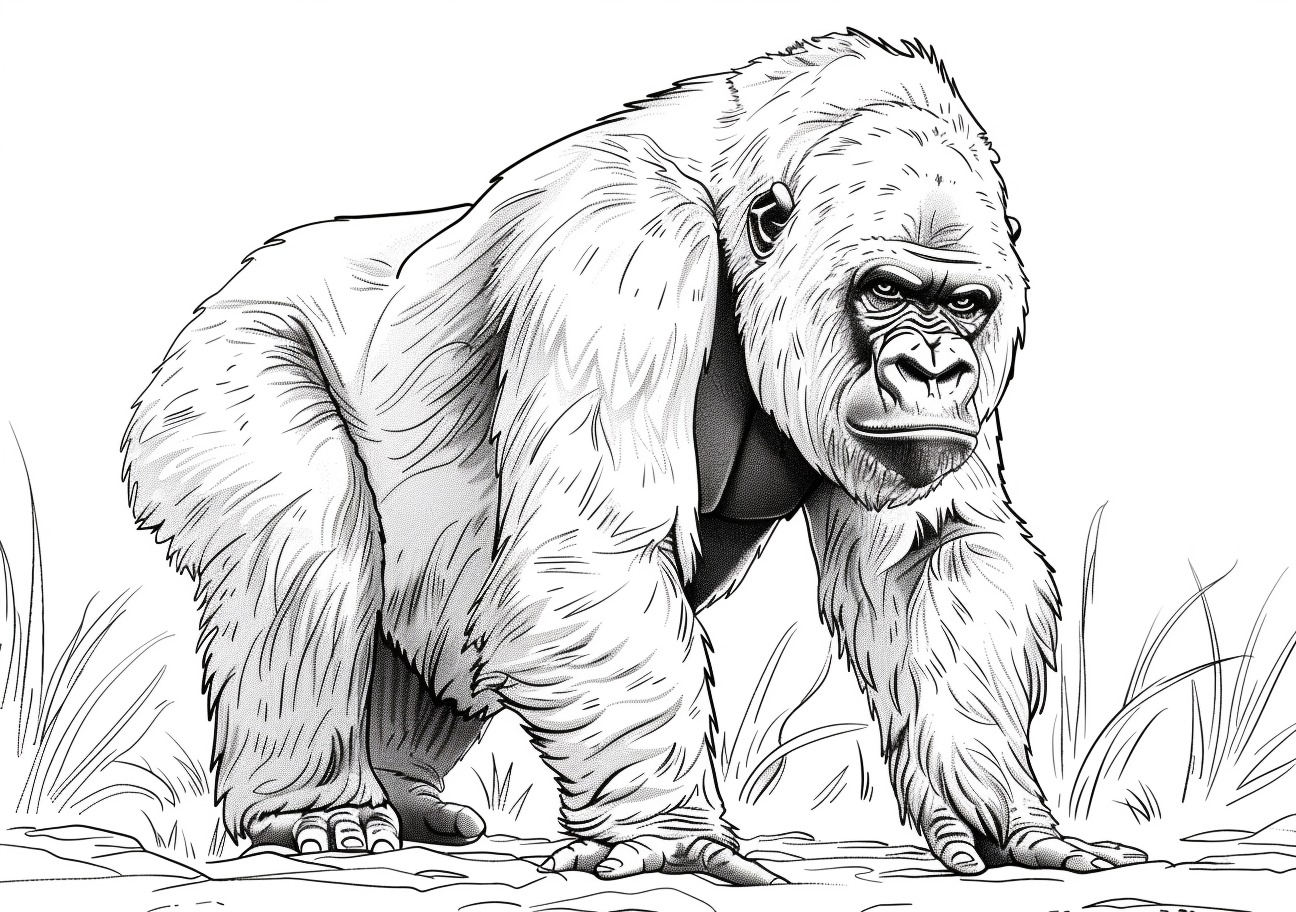 Gorilla Coloring Pages, Realistic gorilla