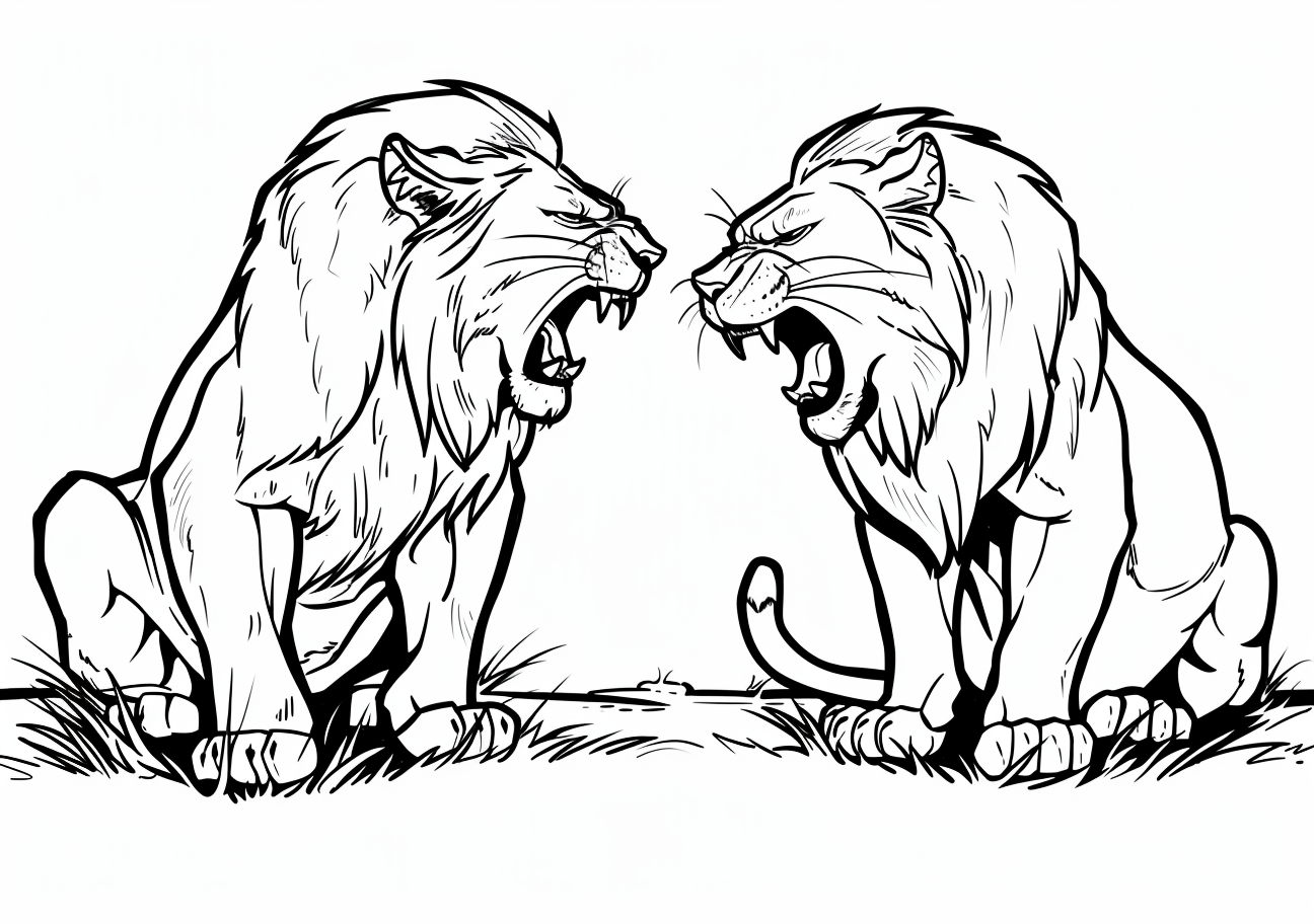 Big Cats Coloring Pages, angry Lions