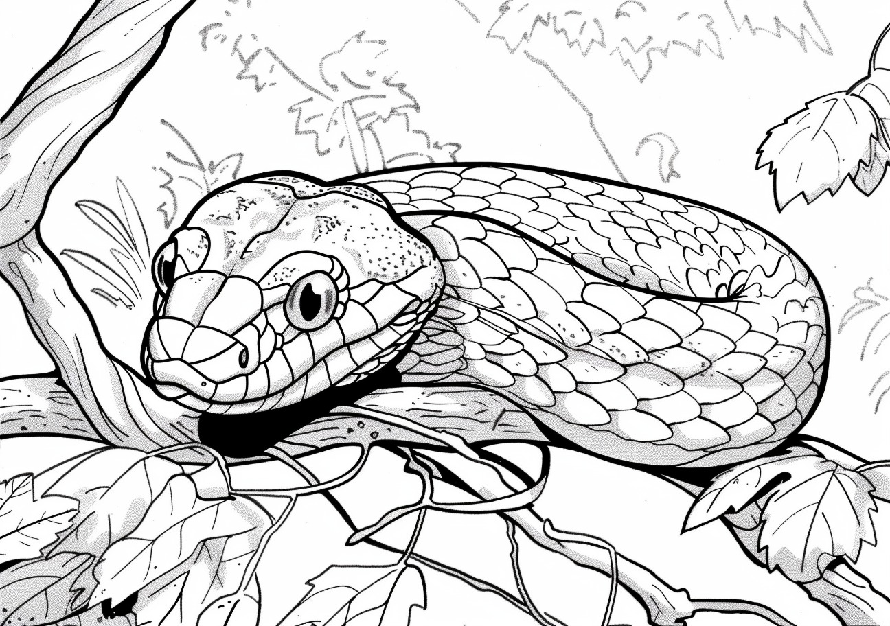 Reptiles and Amphibians Coloring Pages, Child of grass snake