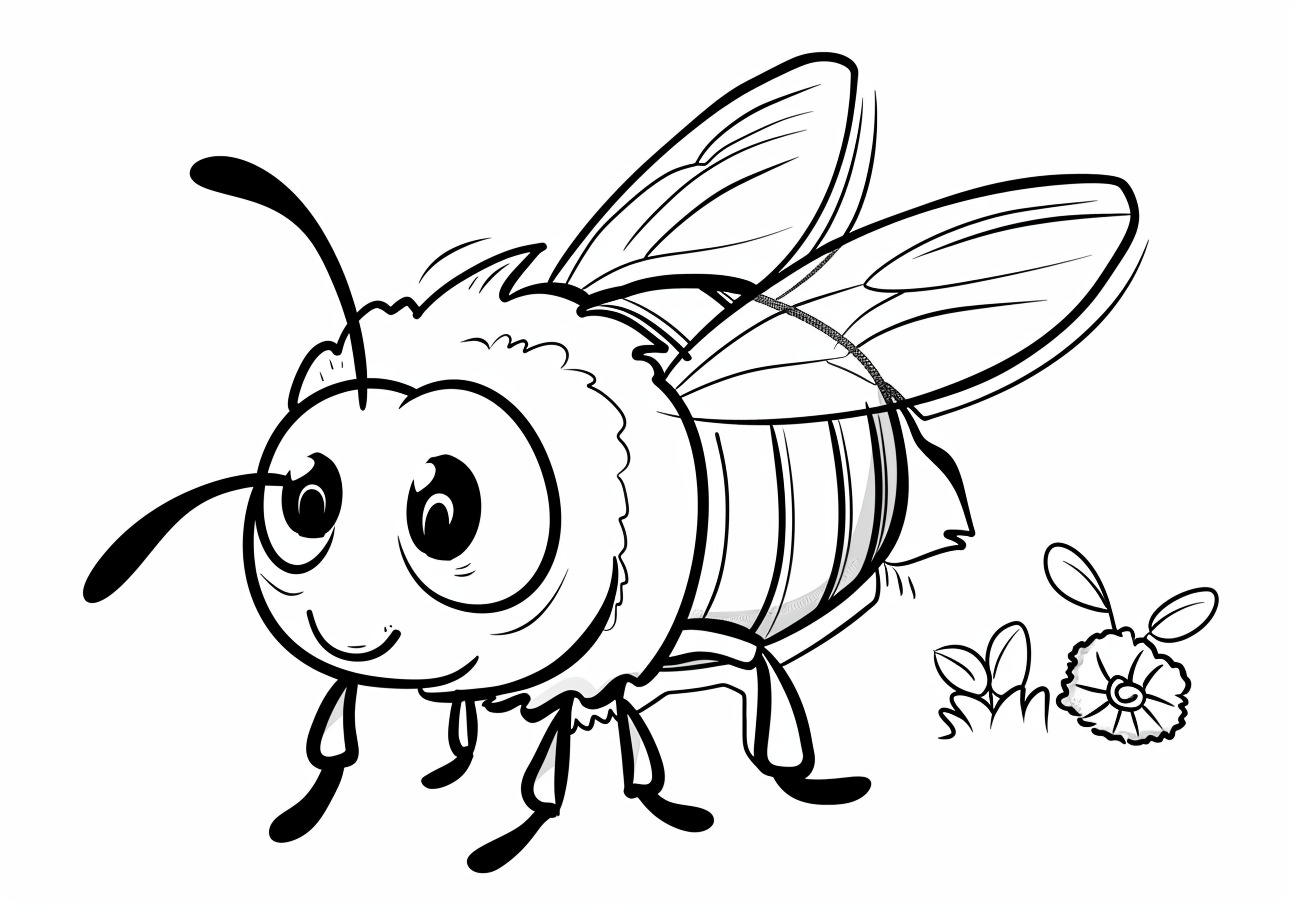 Insects Coloring Pages, Cartoon bee