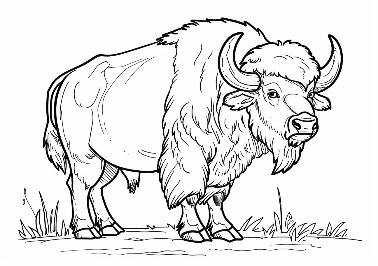 Buffalo Coloring Pages, Cartoon buffalo