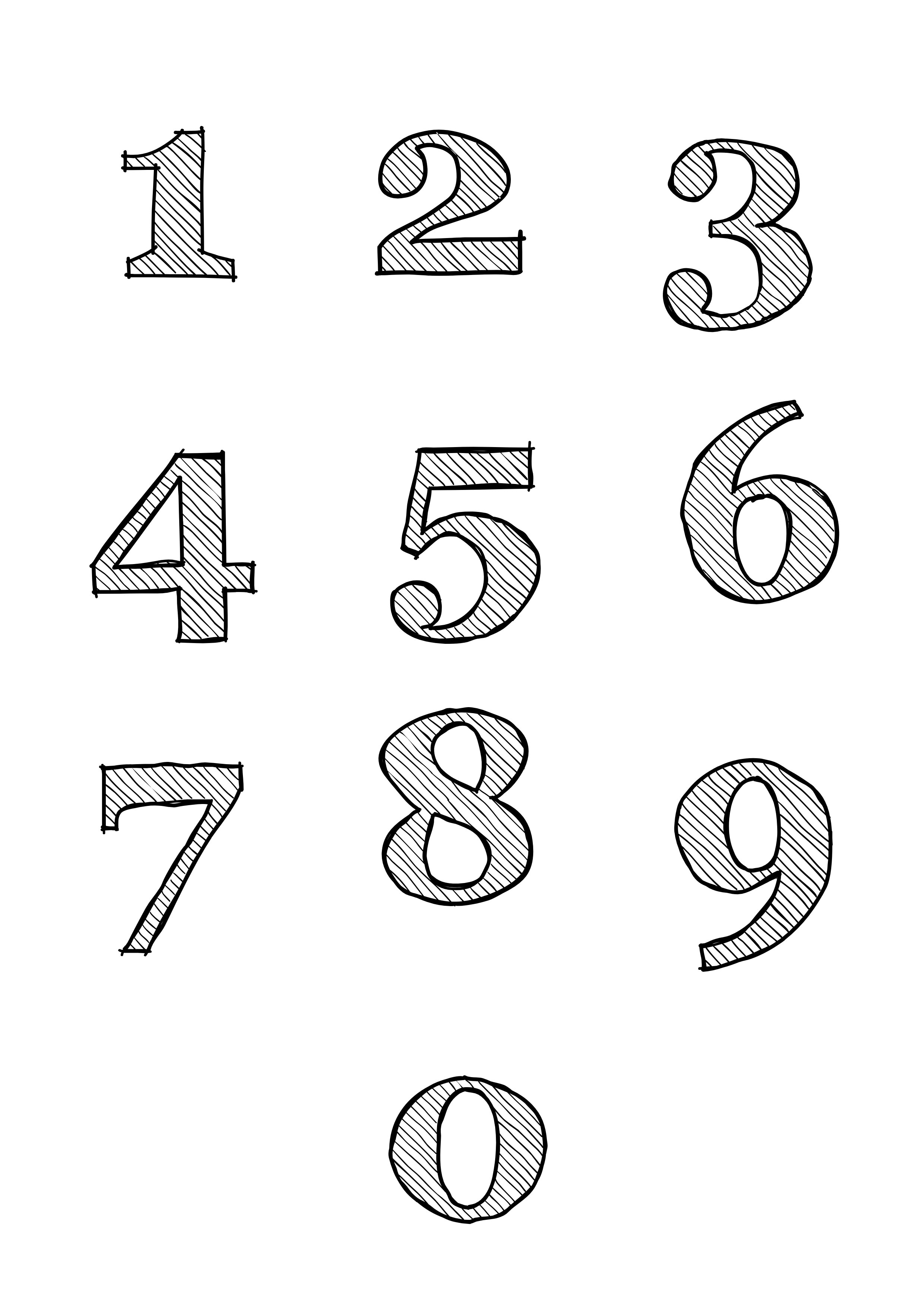 Numbers Coloring Pages, Numbers 0-9 for coloring