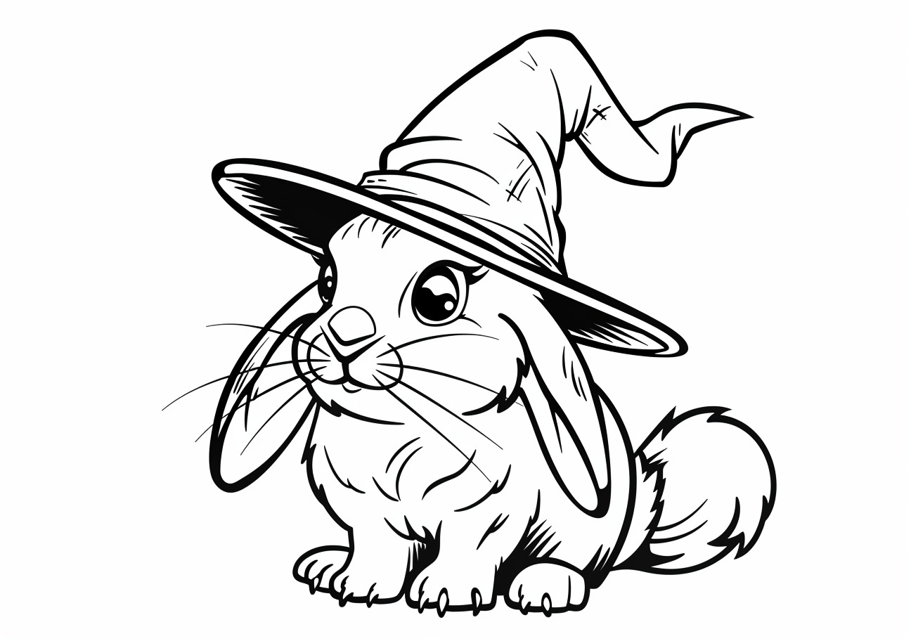 Rabbit Coloring Pages, Rabbit in a wizard's hat