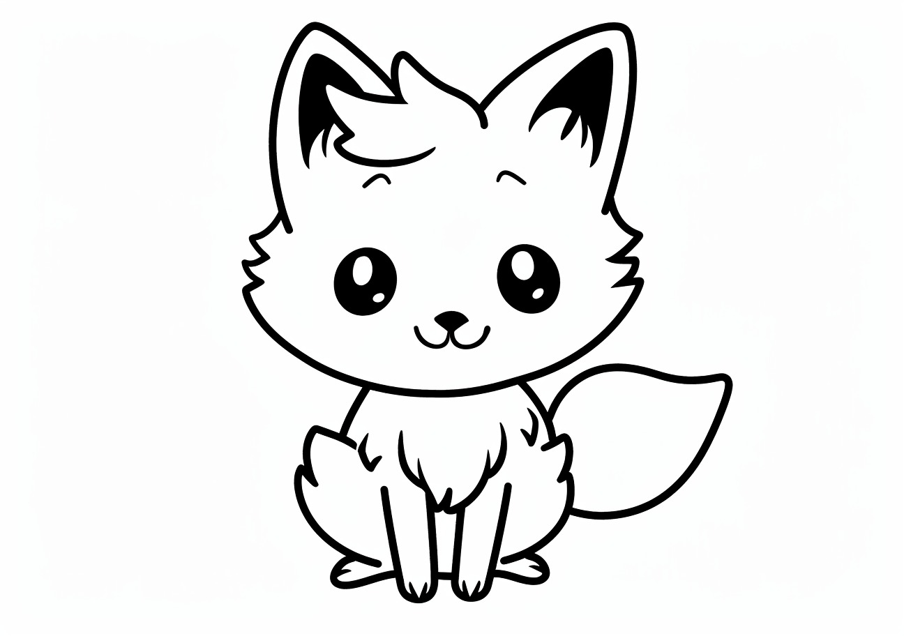 Cute Fox Coloring Pages, Kawaii Fox