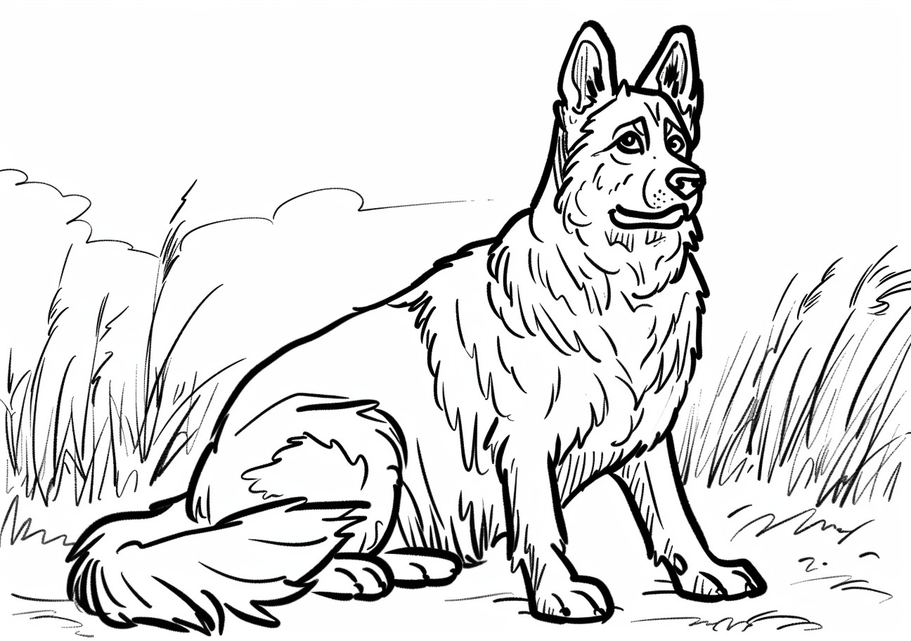 German Shepherd Coloring Pages, Cute German Shepherd