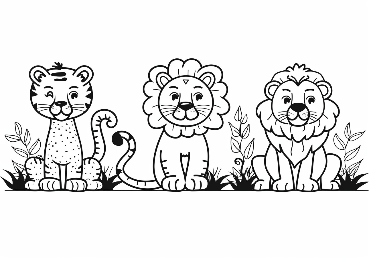 Big Cats Coloring Pages, Big cats safari style