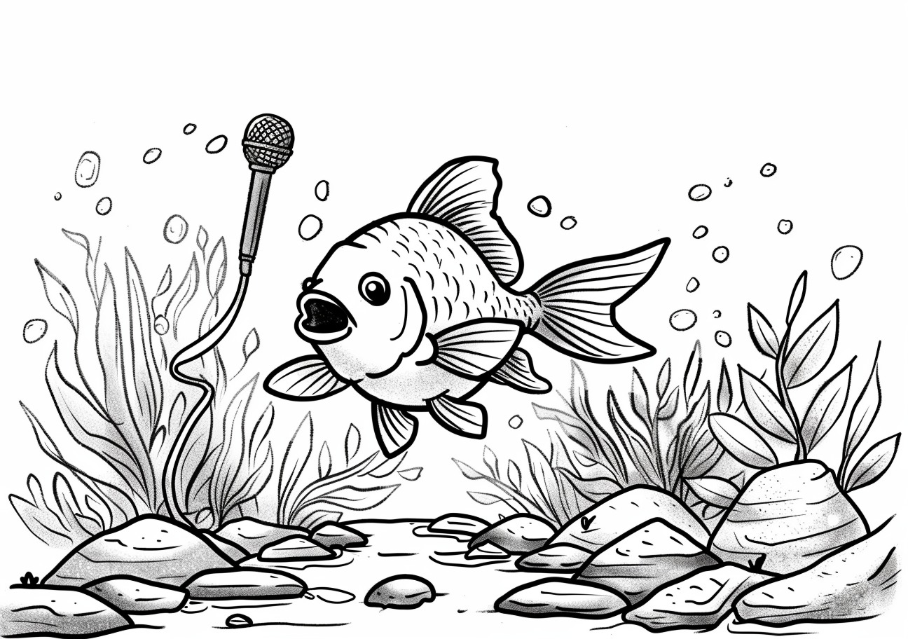 Goldfish Coloring Pages, goldfish sings