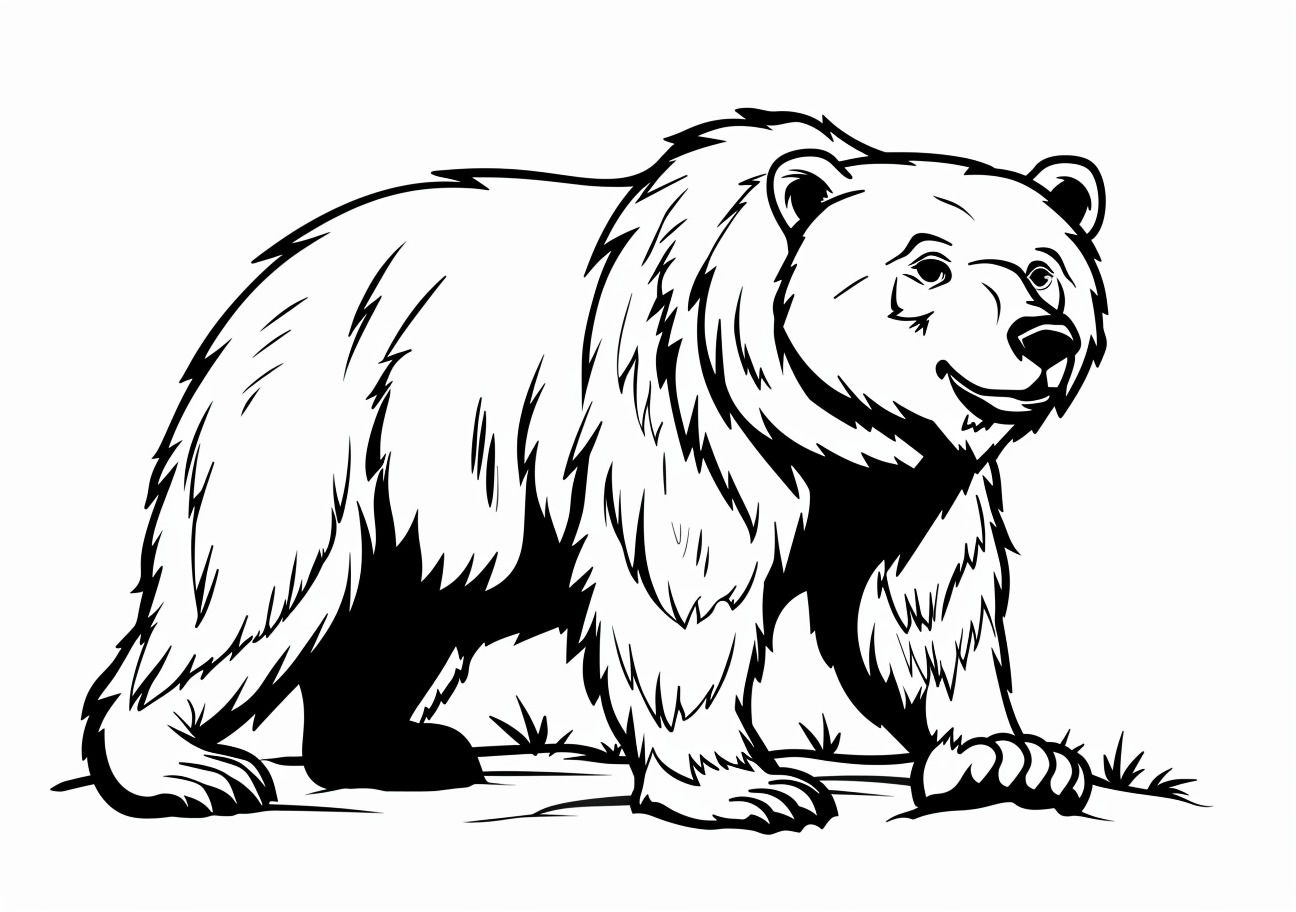 Grizzly bear Coloring Pages, Grizzly bear in cartoon style