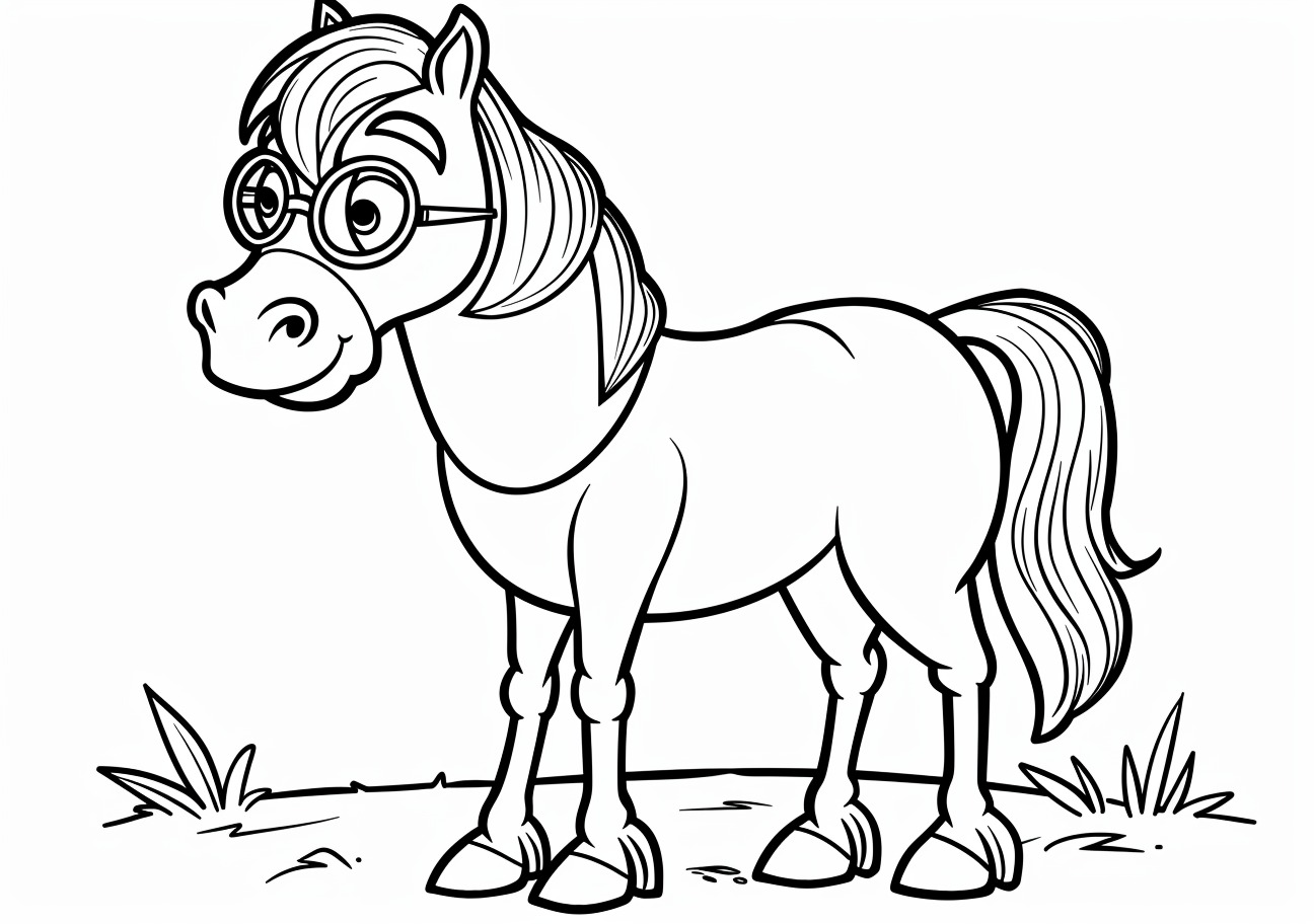 Horse Coloring Pages, Horse with glasses