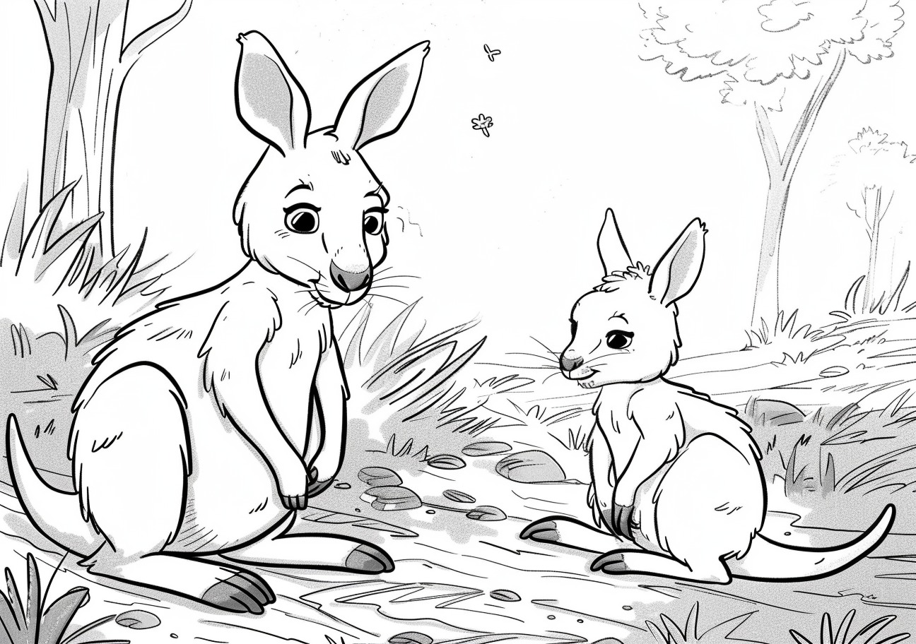 Kangaroo Coloring Pages, Child Kangaroo