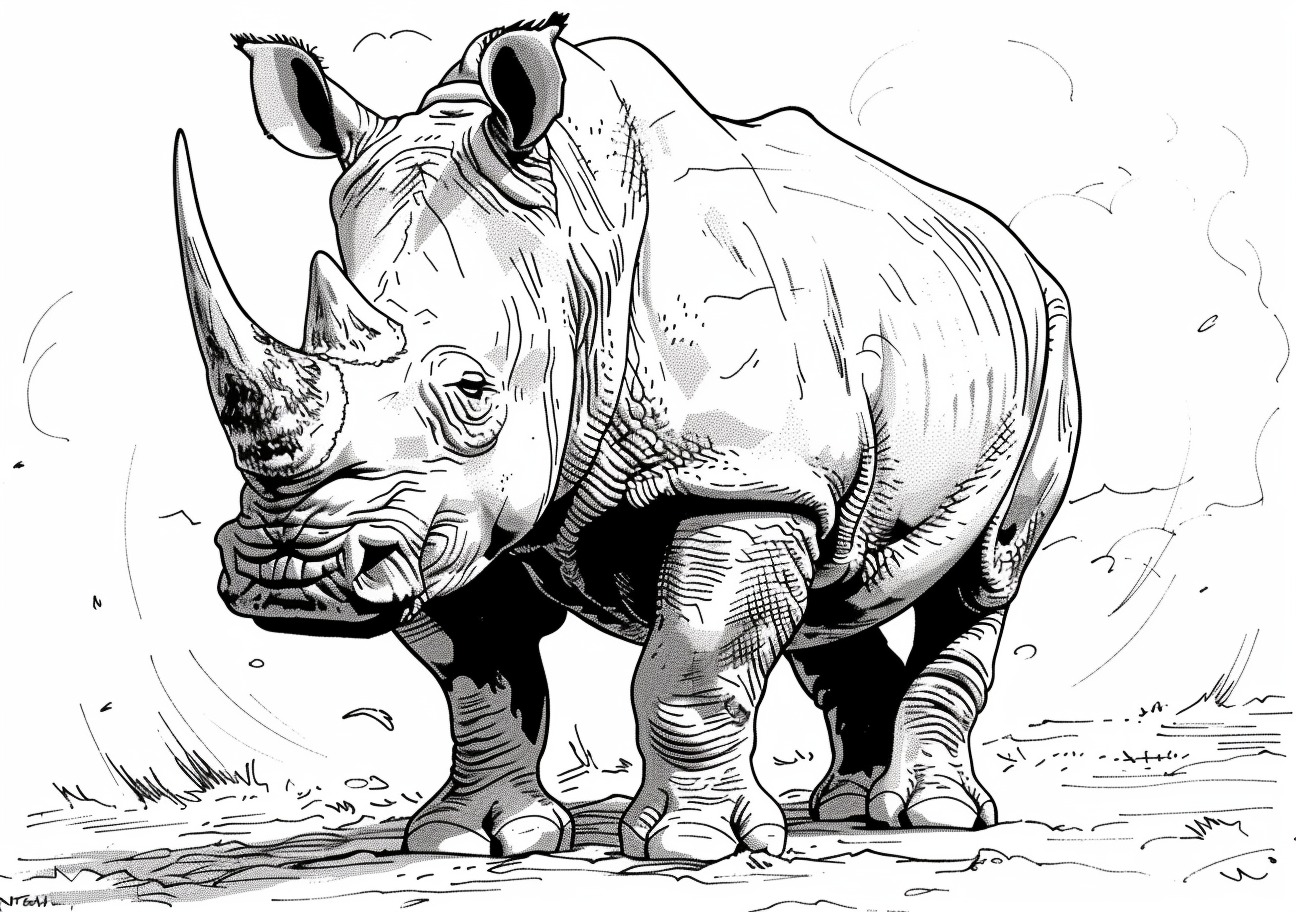 Rhino Coloring Pages, Angry Rhino