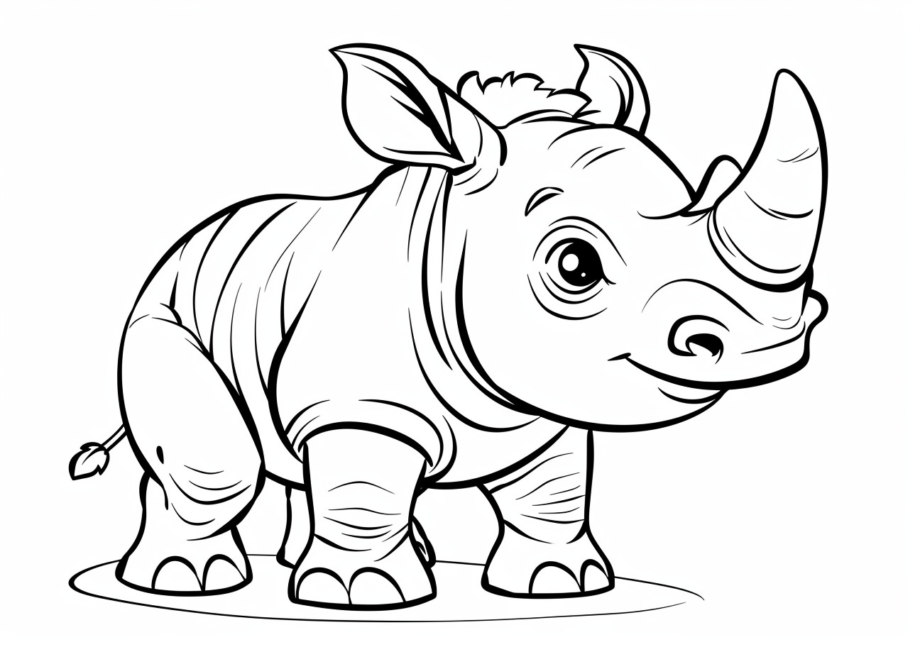 Rhino Coloring Pages, Happy Rhino