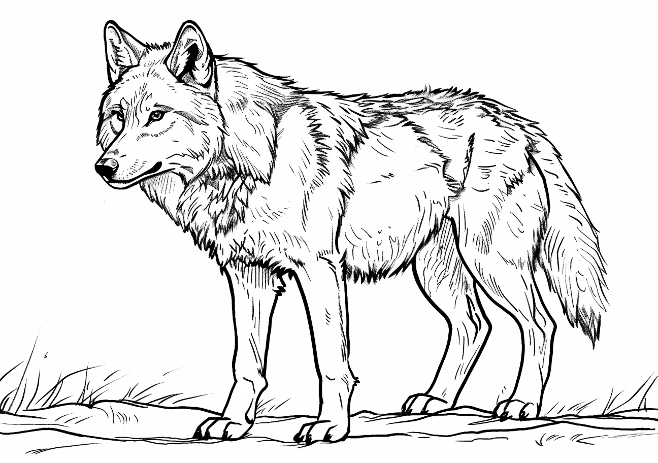 Mammals Coloring Pages, Alone wolf