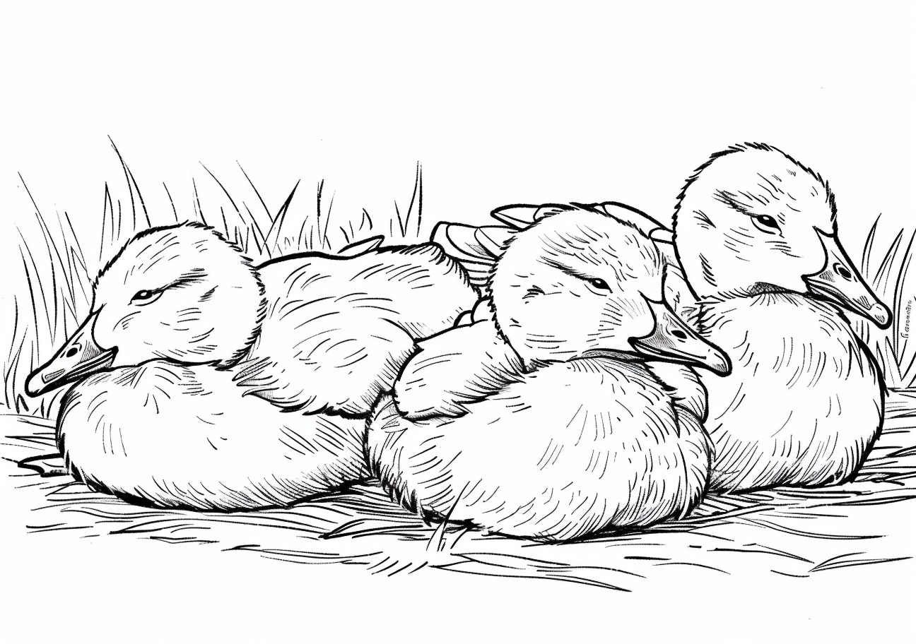 Geese Coloring Pages, Sleeping geese