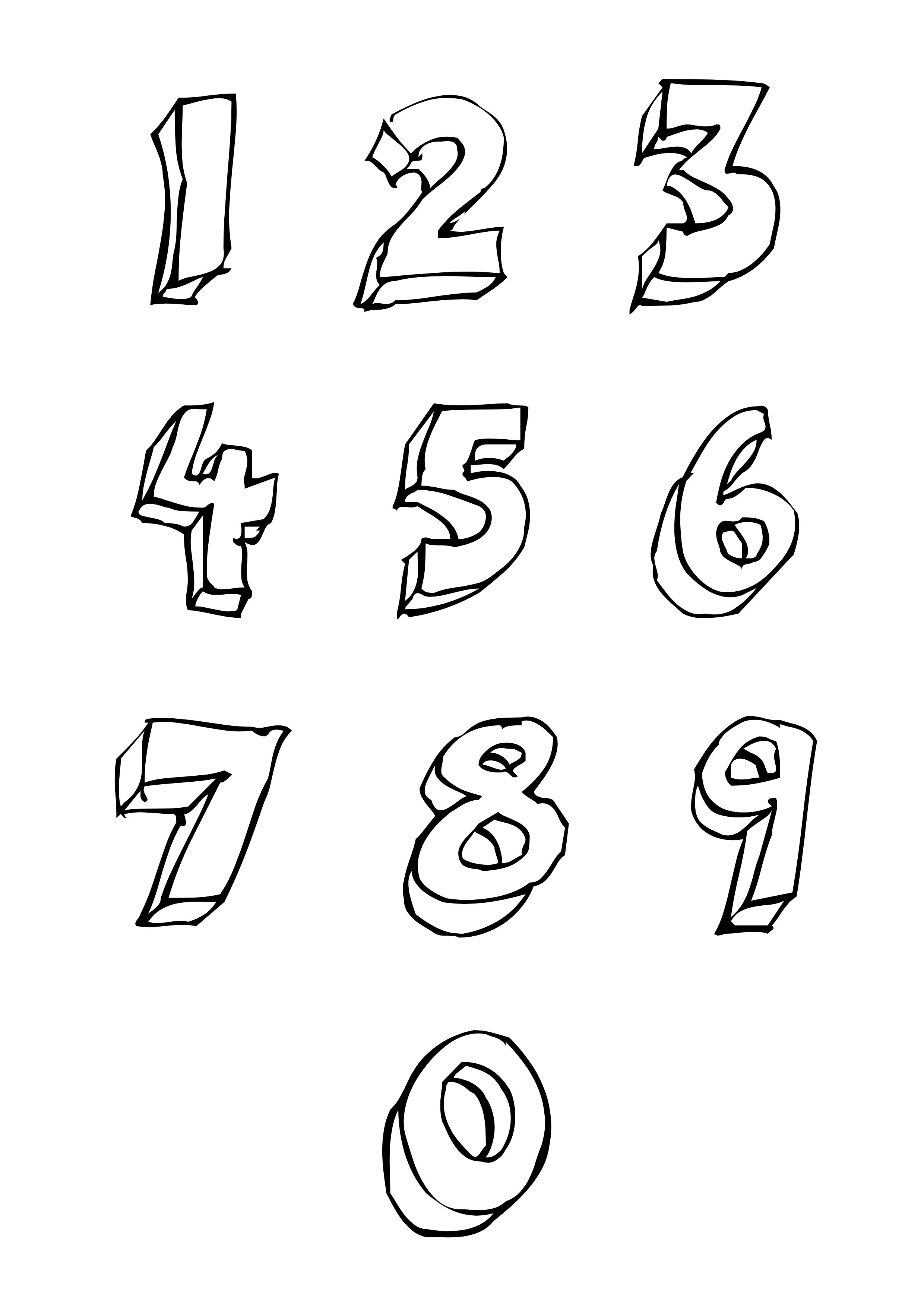 Numbers Coloring Pages, Cute numbers for learn in coloring page