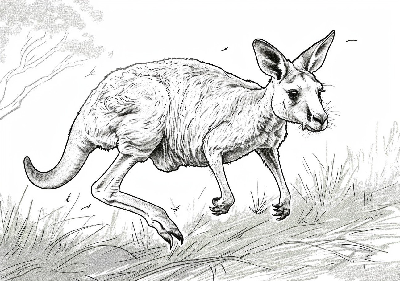 Kangaroo Coloring Pages, Jumping kangaroo