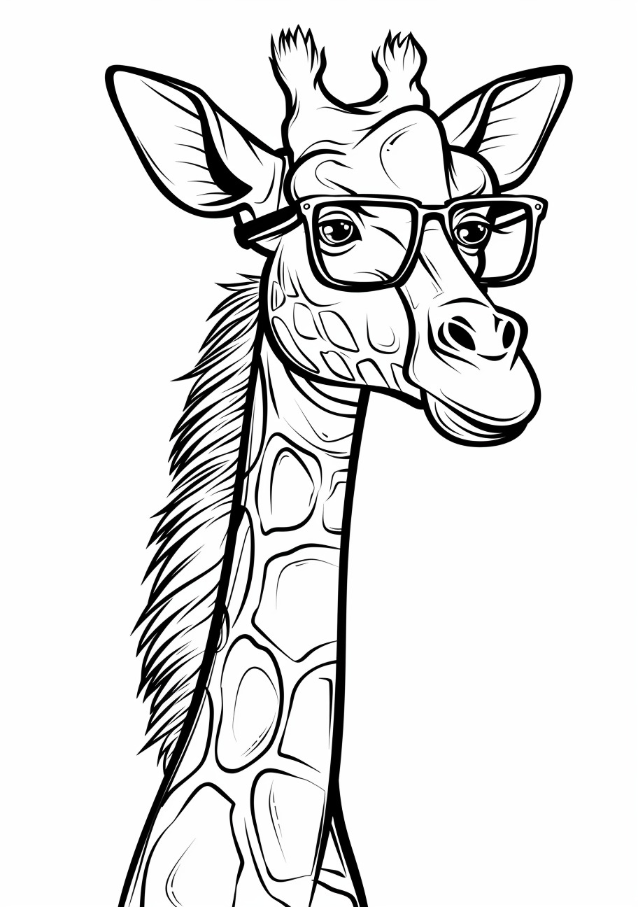 Giraffe Coloring Pages, Giraffe with glasses