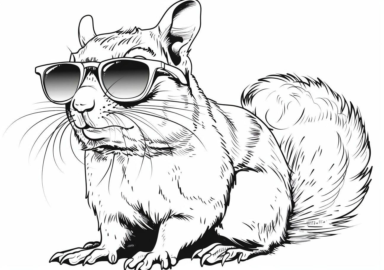 Squirrel Coloring Pages, Cool squirrel with glasses