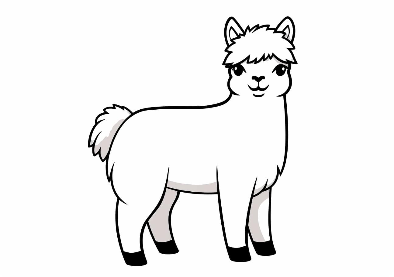 Alpaca Coloring Pages, Cartoon alpaca